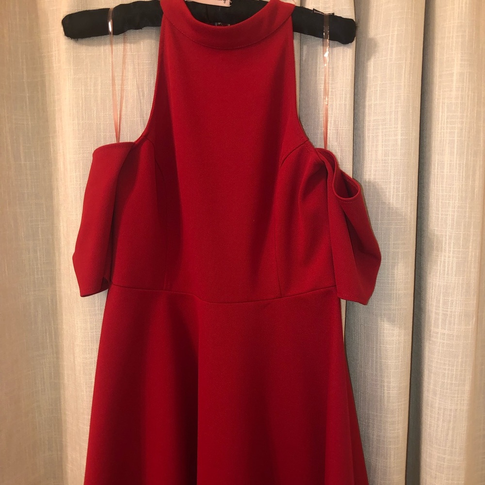 Red High Neck Mini Dress